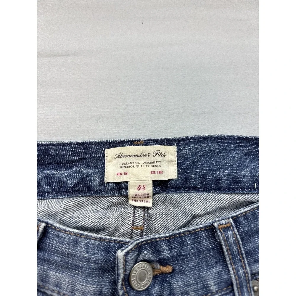 Abercrombie & Fitch Womens Blue Denim Bootcut Jeans Low Rise 4S Short 29 Inseam